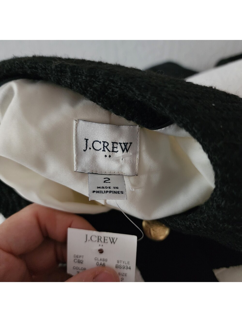 J.Crew Lady Jacket White Black Tweed Cropped Blazer Gold Buttons Women's - Picture 3 of 8